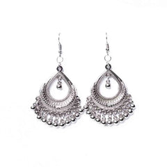 Silver Teardrop Ghungroo Earrings