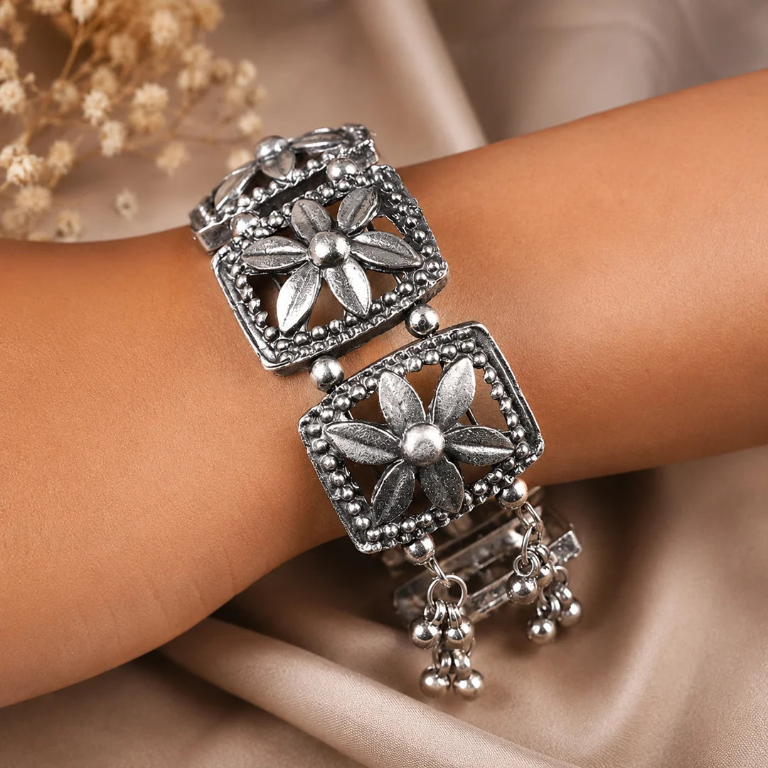 Oxidised Floral Bracelet