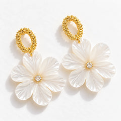 White Floral Drop Earrings
