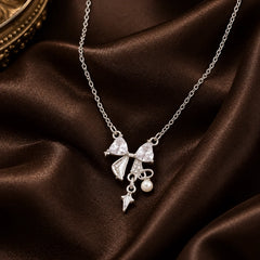 Crystal Bow Charm Necklace
