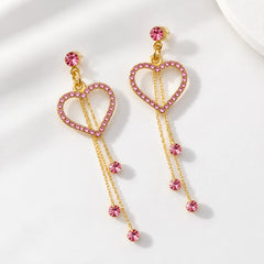 Pink Heart Dangle Earrings