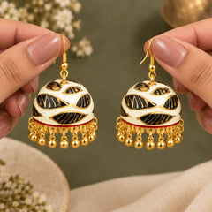 Royal Leaf Meenakari Jhumka