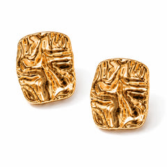 Crinkled Statement Stud Earrings - 18K Gold Plated