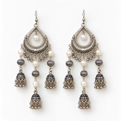 Silver Jhumka Drop Earrings