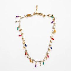 Multicolor Baguette Charm Necklace