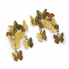 Butterfly Cluster Stud Earrings - 18K Gold Plated
