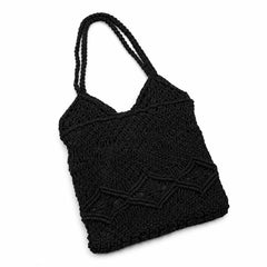 Black Macrame Crochet Tote Bag