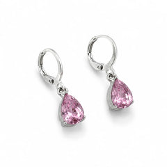 Pink Teardrop Crystal Huggie Hoop Earrings