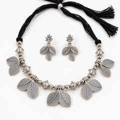 Silver Leaf Vine Necklace Set