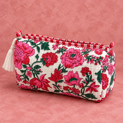 White Red Pink Floral 3 Layered Pouches