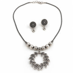 Silver Laurel Leaf Necklace Set