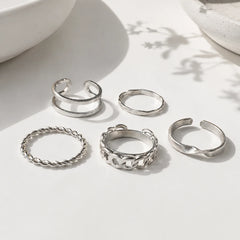 Silver Sleek & Twisted Ring Combo