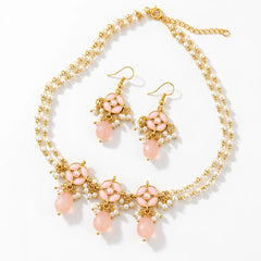 Peach Kundan  Necklace and Earring Set