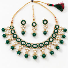 Green Kundan Pearl Necklace Set