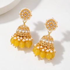 Yellow Floral Jhumka Earrings