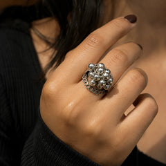 Oxidised Ghungroo Cluster Ring