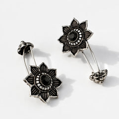 Oxidised Sunflower Bugadi Earrings