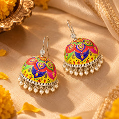 Rangoli Pattern Meenakari Jhumkas