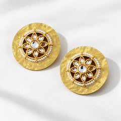 Golden Petal Disc Earrings