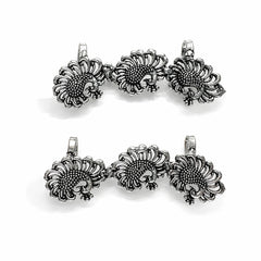 Triple Floral Peacock Ear Cuff
