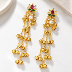 Ruby Green Lotus Dangle Earrings