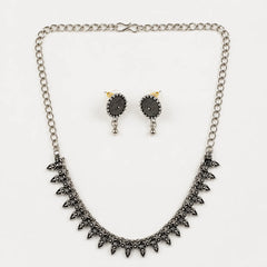 Oxidised Leaf Choker Necklace Set
