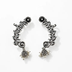 Oxidised Ear Cuff with Pearl Jhumki