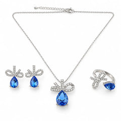 Blue Petal Crystal Jewellery Set