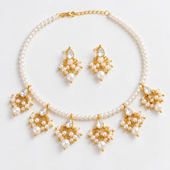 Pearl & Kundan Drop Necklace Set