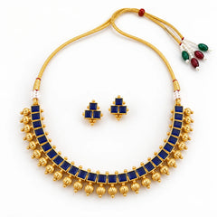 Royal Blue Kundan Necklace Set