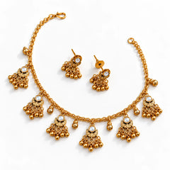 Gold Chandbali Necklace & Earrings Set