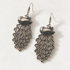 Oxidised Peacock Earrings