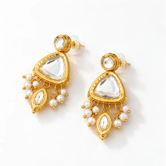 Golden Heritage Pearl Kundan Earrings
