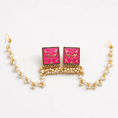 Pink Royale Pearl Meenakari Earrings