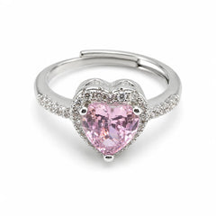 Pink Crystal Heart Ring