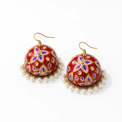 Ruby Bloom Floral Meenakari Earrings