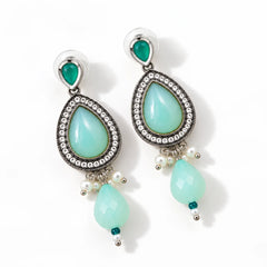 Mint Crystal Kundan Earrings