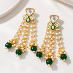 Moti Emerald Kundan Earrings