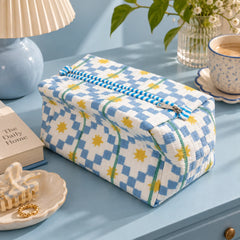 Blue and White Checkered Single Pouch