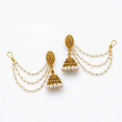 Temple Pearl Festive Gold-Tone Jhumkas