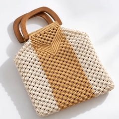 Cream & Beige Macrame Hand Bag
