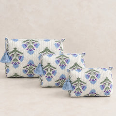 Blue Flower Bouquet Pouch Set