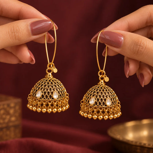 Golden Dome Jhumka Earrings