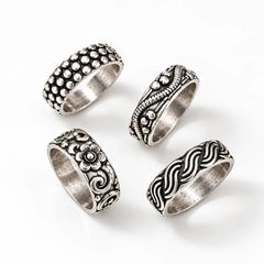 Boho Band Oxidised Ring Stack