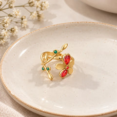 Ruby Bloom Vine Ring