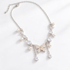 Butterfly Pearl Cascade Necklace