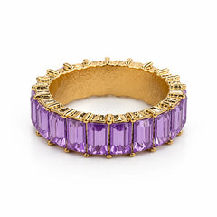 Amethyst Sparkle Band Ring - 18K Gold Plated