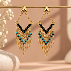 Turquoise Boho Chain Dangle Earrings