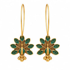 Emerald peacock Hoop Earrings