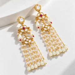 Pearl Cascade Kundan Earrings